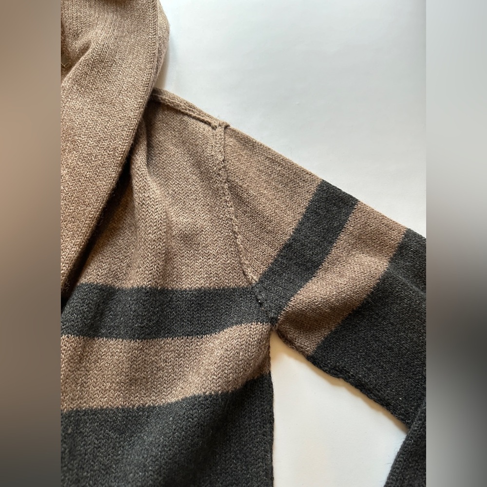 Vince Open Front Hooded Sweater Sz L Wool  Alpaca Cashmere Color-bloc Striped KC - Picture 3 of 5